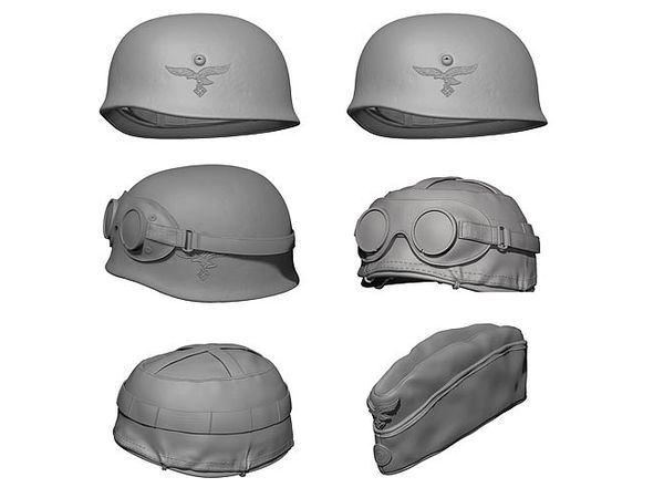 WWII Germany Fallschirmjager Helmet / Cap Set (6pcs)