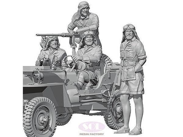 WWII British SAS 1/4 Ton Patrol Car Crew Set (4pcs)