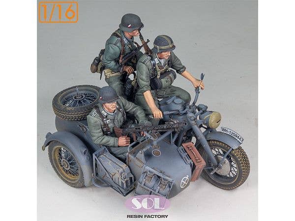 WWII German KS750 Motorcycle with Sidecar & Troopers (3D printed kit)