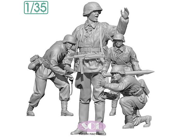 WWII German anti-tank artillery team set (4 figures)