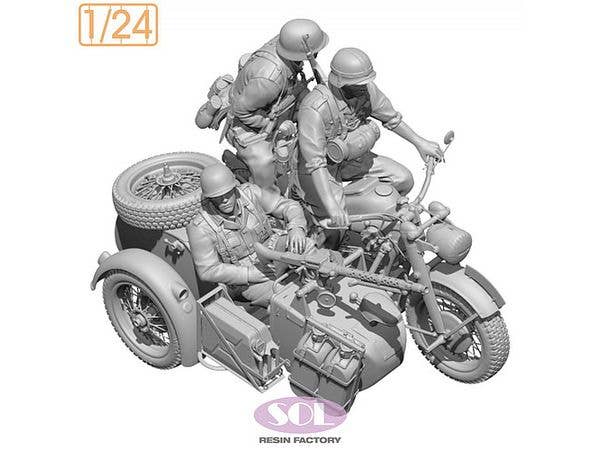 WWII German KS750 Motorcycle with Sidecar & Troopers (3D printed kit)