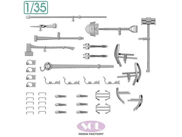 WWII US M36 Tank Destroyer Detail-Up Parts #3 OVM / Pioneer Tools & Exterior Equipment (for Tamiya Kits)