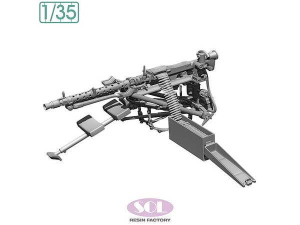WWII German MG34 Machine Gun Mounted on a Lafette Machine Gun Mount, Low Profile Set