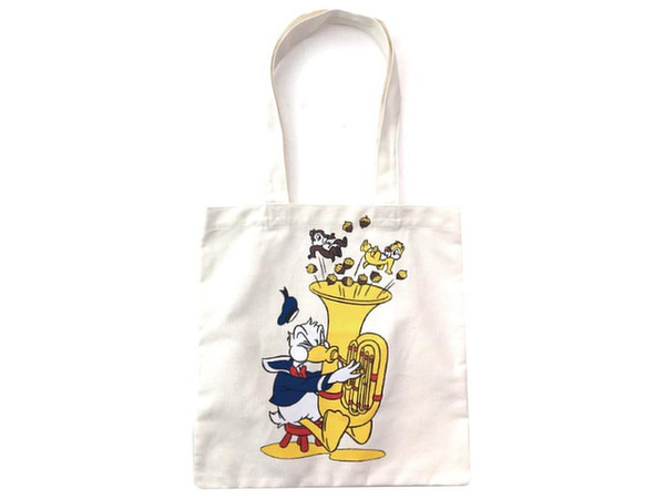 Disney Character Color Tote Bag Donald & Chip & Dale White