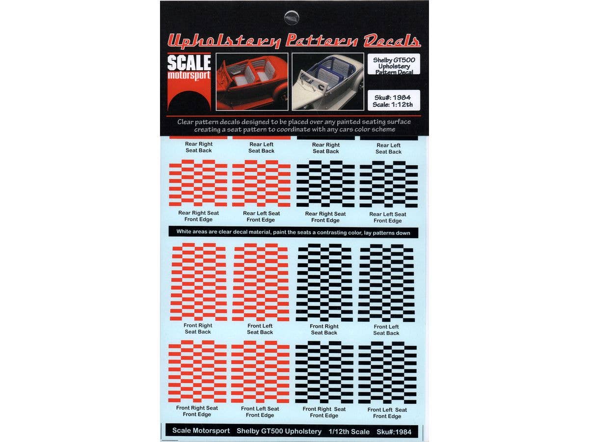 Shelby Mustang GT500 Upholstery Pattern Decal