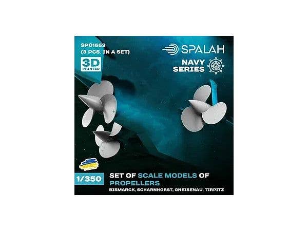 Set of scale models Propellers for Bismarck, Scharnhorst, Gneisenau, Tirpitz, (3 pcs.).