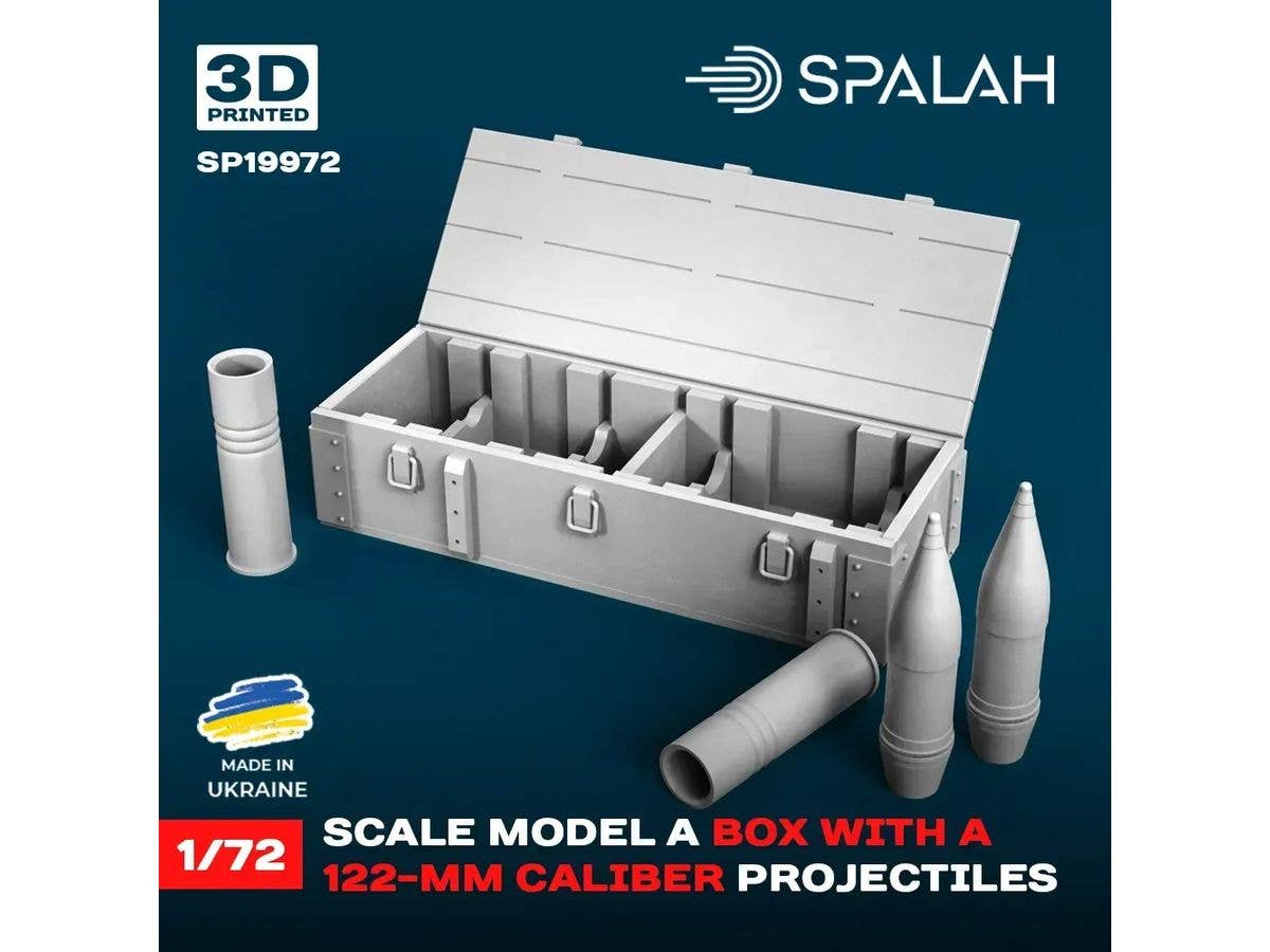 A box with 122-mm projectiles