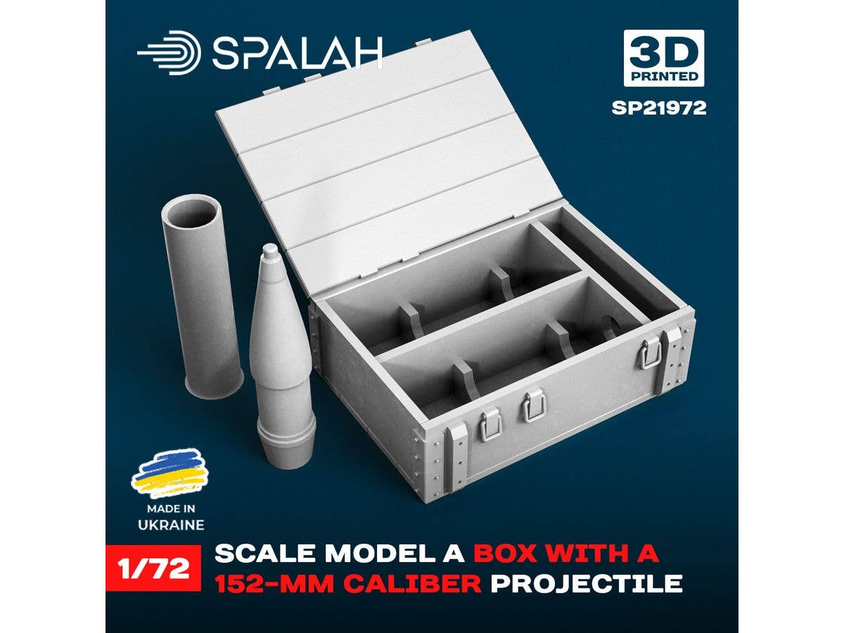 Box with a 152-mm caliber projectile