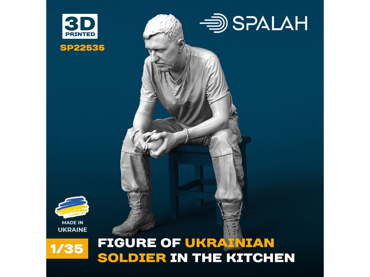 Figure Ukrainian soldier in the kitchen