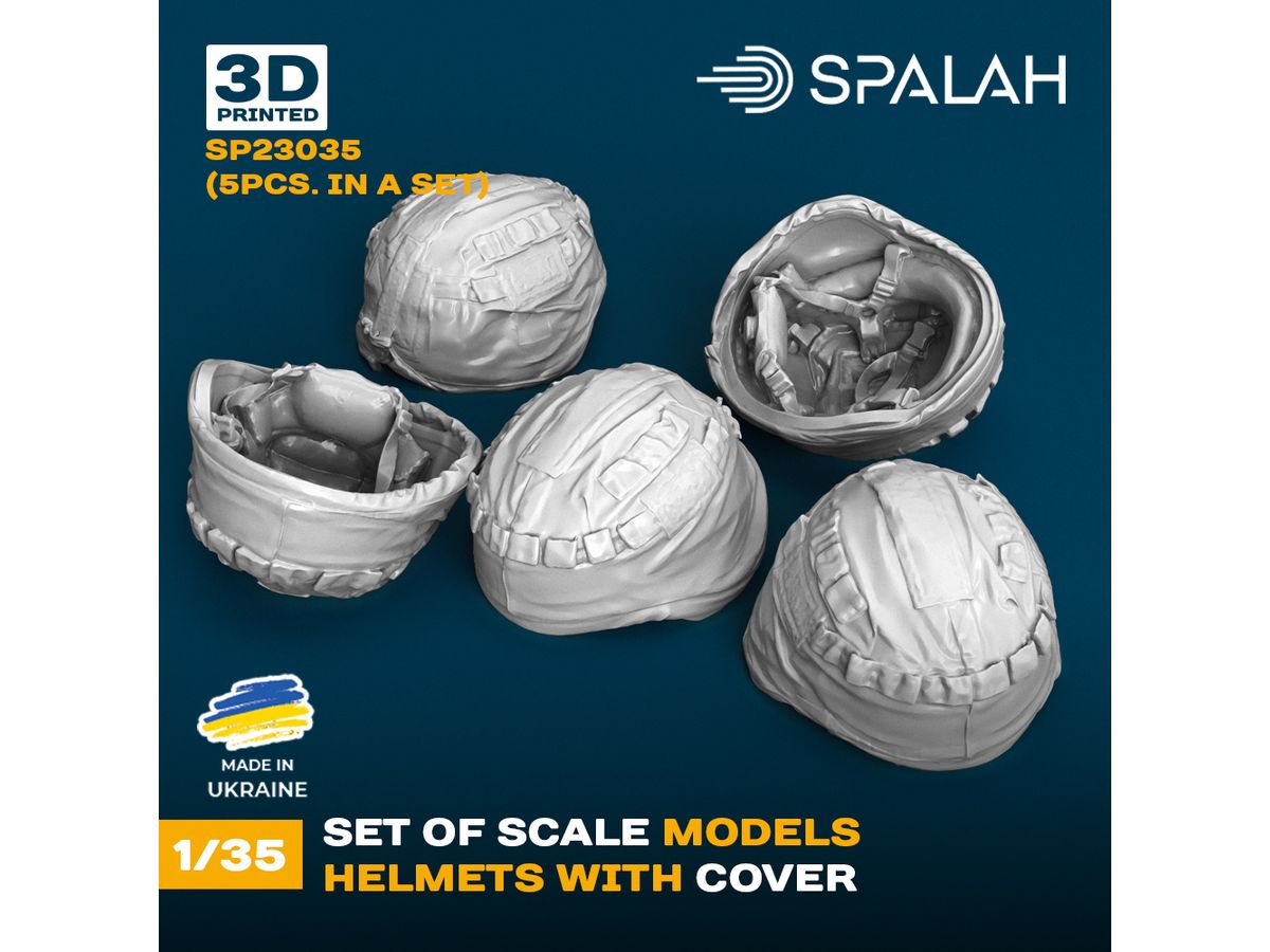 Set of scale models Helmets with cover, (5 pcs)