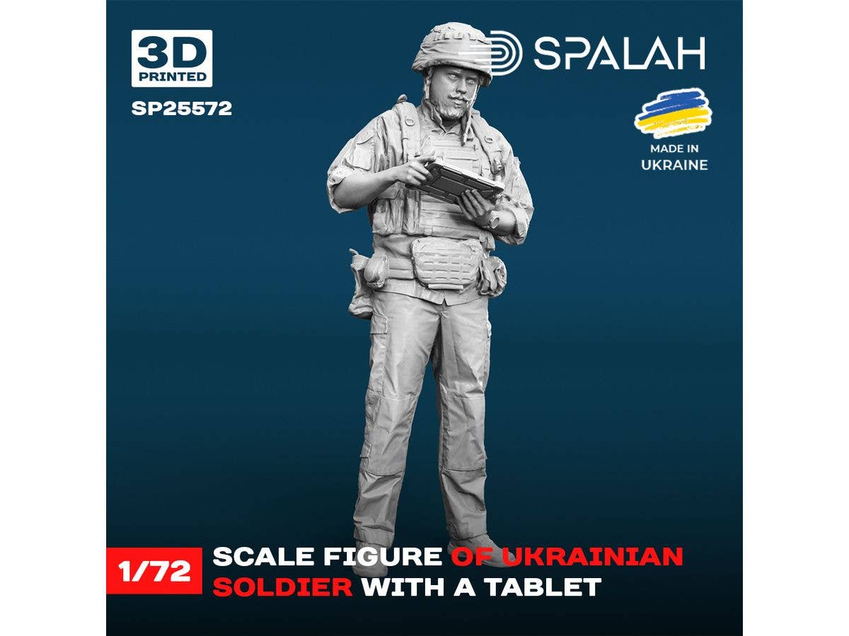 Figure Ukrainian soldier with a tablet