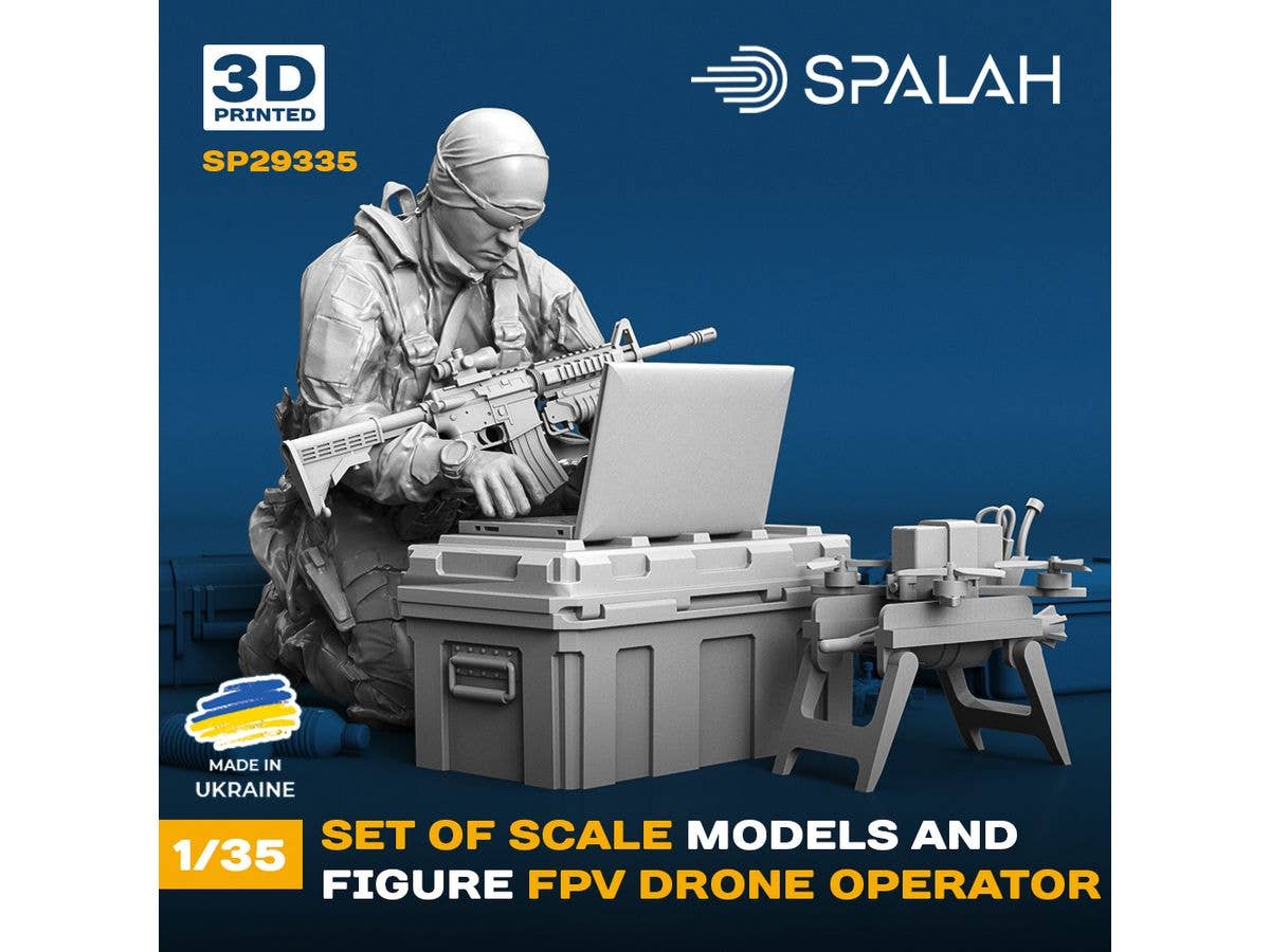 Set of scale models and figure ''FPV drone operator''