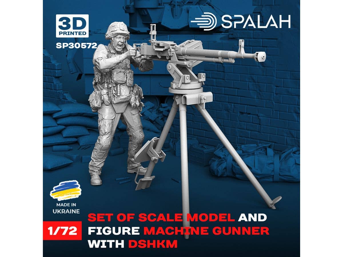 Set of scale model and figure Machine gunner with DShKM machine gun