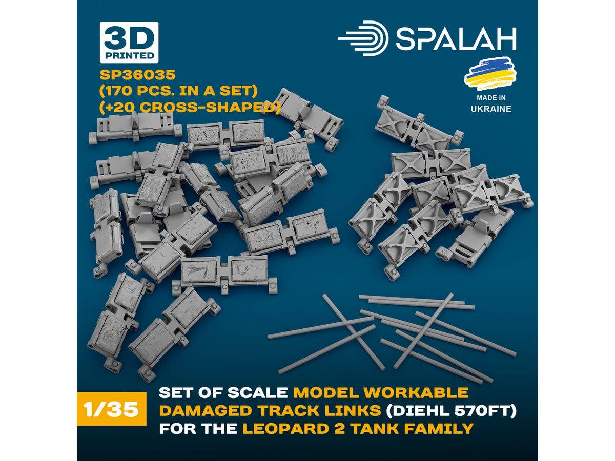 Leopard 2 tank family workable Diehl 570FT track link set (damaged ver.) (170 + 20pc)