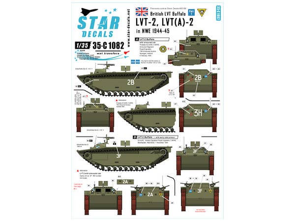 British LVT Buffalo #1 LVT-2 and LVT(A)-2 in NWE 1944-45
