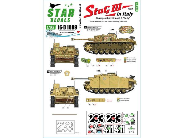 WWII German Italian StuG III #1 103rd and 115th Panzer Battalions (1943)
