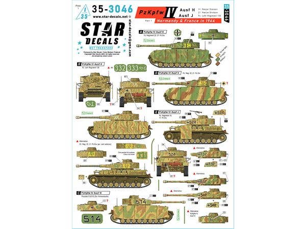 PzKpfw IV Ausf H and J. Normandy & France in 1944 # 1. 11. Pz.Division, 21. Pz.Division, Pz-Lehr Regiment 130.
