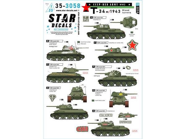 Red Army T-34 m/1943. Mixed turret types.