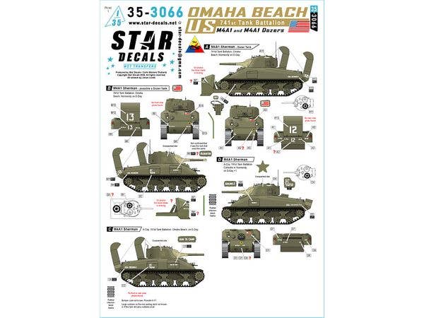 US?741st Tk Bn - Omaha-Beach. M4A1 Sherman and M4A1 Sherman Dozer Tank.