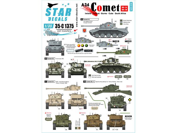 Current Use Great Britain Postwar A34 Comet Ireland / Finland / South Africa / Burma / Cuba