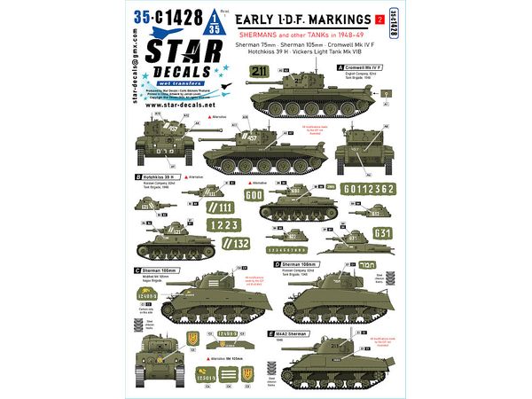 Modern Israel Early IDF Vehicles #2 1948-49 Tanks Sherman/Cromwell/Hotchkiss/Vickers