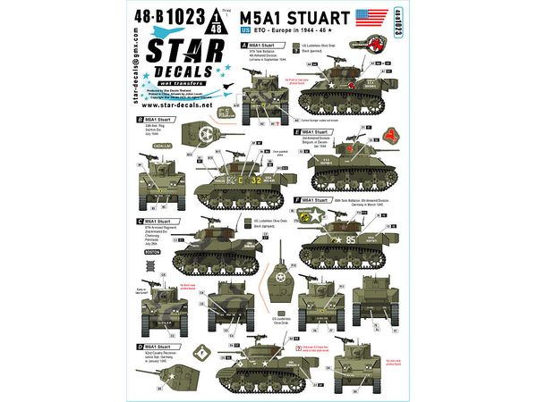 US M5A1 Stuart - Light Tank. NW Europe in 1944-45.