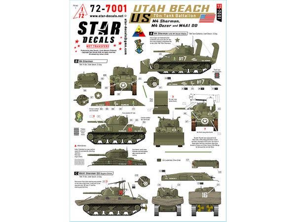 US?70th Tank Bn - Utah-Beach. M4 Sherman, M4 Sherman Dozer Tank and M4A1 DD Sherman.