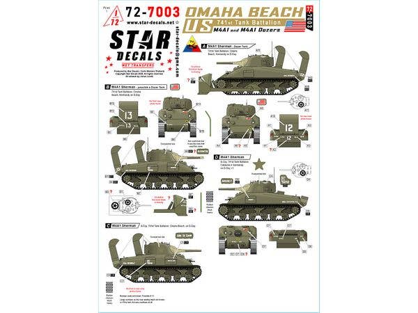 US?741st Tk Bn - Omaha-Beach. M4A1 Sherman and M4A1 Sherman Dozer Tank.