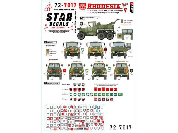 Rhodesia #2. Generic Security Forces unit markings. Bedford MK and RL and Scammell markings.