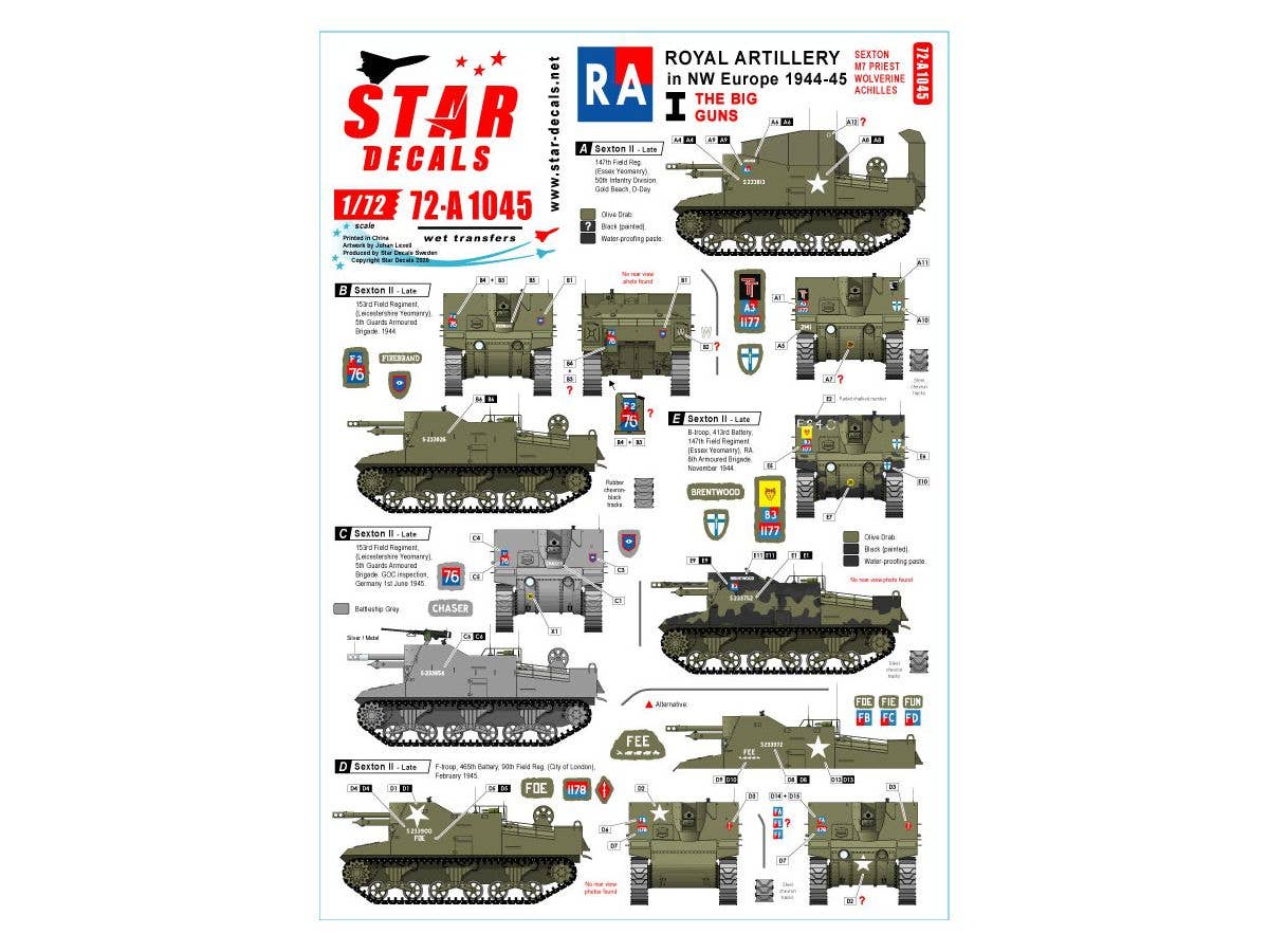 Royal Artillery #1. 75th D-Day Special. The Big Guns Sexton, Priest, Wolverine and Achilles.