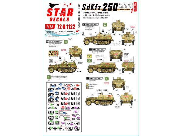 WWII German Western Front Sd.Kfz.250 Neu #1 2nd Panzer Division / 1st SS Panzer Division LAH / 9th SS Panzer Division Hohenstaufen / 10th SS Panzer Division Frunzberg