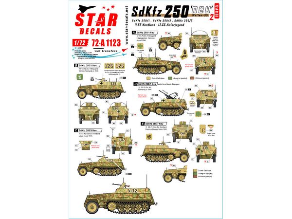 WWII German Western Front Sd.Kfz.250 Neu #2 Waffen-SS Marking Collection 11th SS Volunteer Armored Grenadier Division Nordland / 12th SS Armored Division Hitler Youth