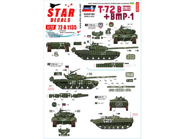 Current Use War in Ukraine #5 Donetsk T-72B (Mod.1985) Main Battle Tank and BMP-1 Infantry Fighting Vehicle (2022)