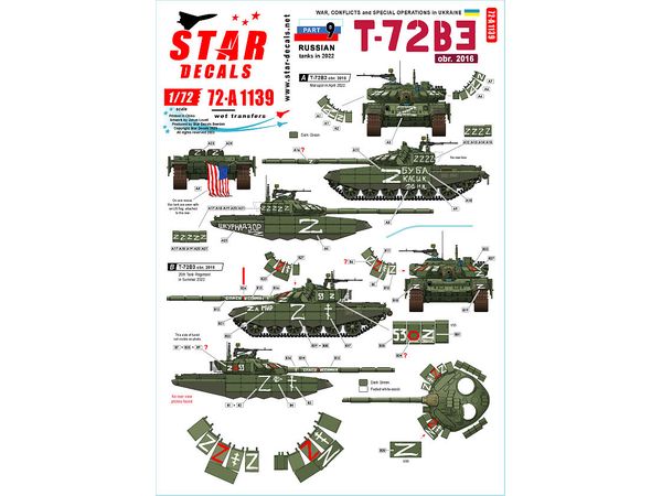 Current Use War in Ukraine #9 Russian T-72B3 (Mod.2016) Main Battle Tank (2022)