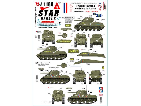 French M4A4 Sherman. French fighting vehicles in Africa # 5. 1er RC, 2eme RCA. in 1943-44.