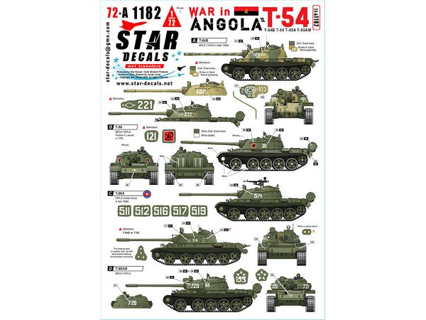 War in Angola # 2. T-54 and T-55 tanks. MPLA/FAPLA in 1970-80s. T-54B, T-55, T-55A and T-55AM.