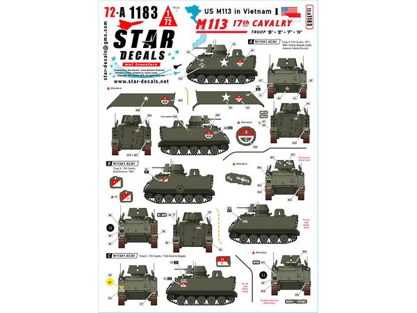 US M113 in Vietnam # 1. M113A1 ACAV. 17th Cavalry. Troop B, E, F and H.