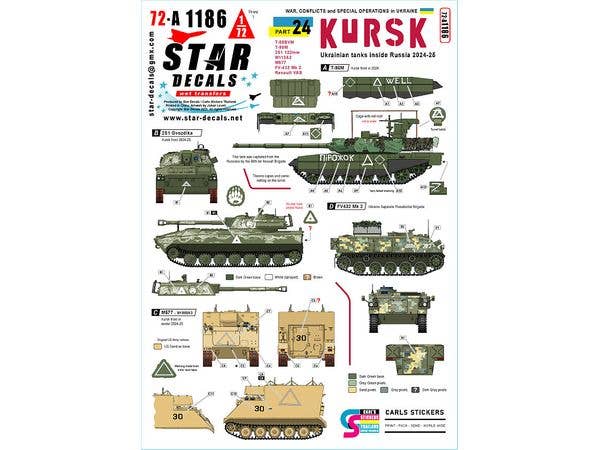 War in Ukraine # 24. Kursk Ukrainian Tanks inside Russia 2024-25. Tanks, SPGs and AFVs.