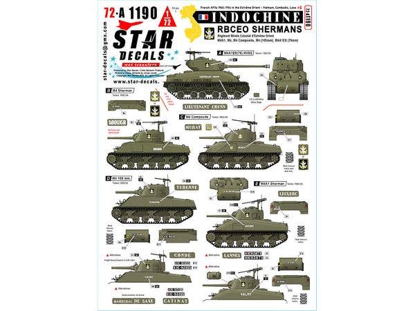 Indochine # 6. R.B.C.E.O. Shermans. M4, MA1, M4 Composite, M4(105mm), M4A1E8(76mm).
