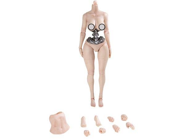 Semi-Mechanical Articulated Female Body (Large Bust, White Skin)