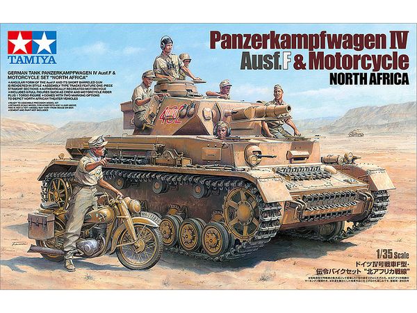 German Tank Panzerkampfwagen IV Ausf.F & Motorcycle Set North Africa