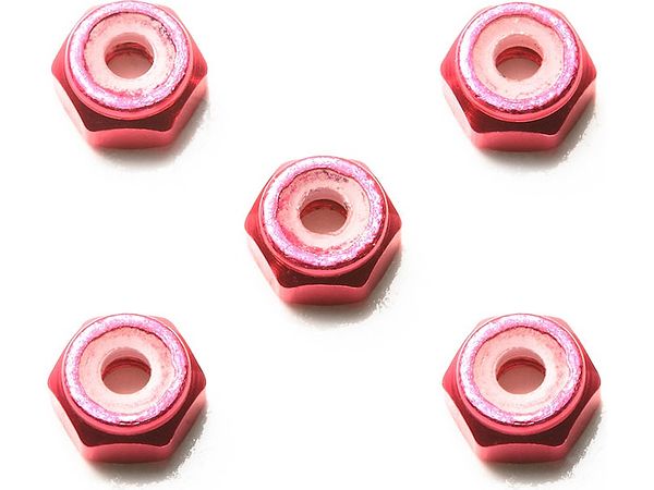 2mm Aluminum Lock Nut (Pink, 5Pcs.) (Mini 4WD Special Project)