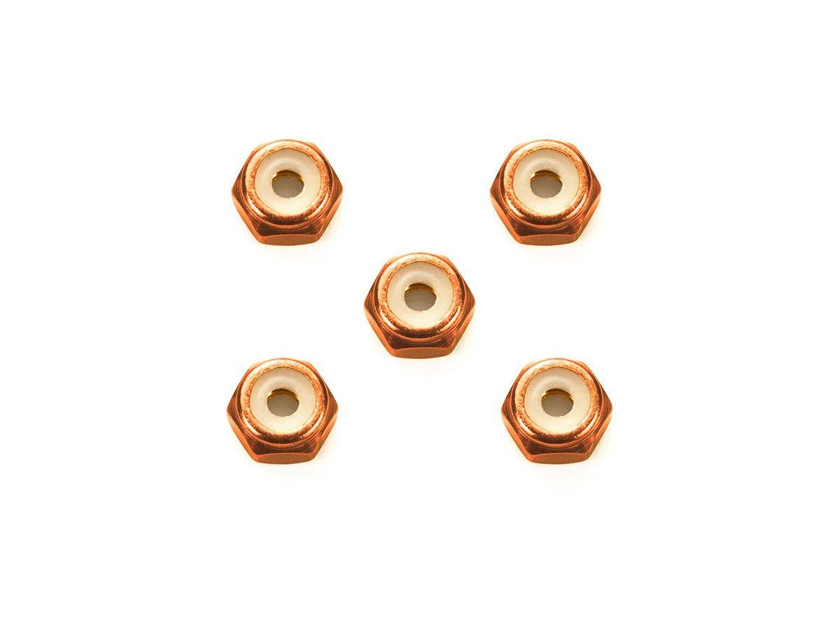 2mm Aluminum Lock Nut (Orange, 5pcs.) (Mini 4WD Limited)