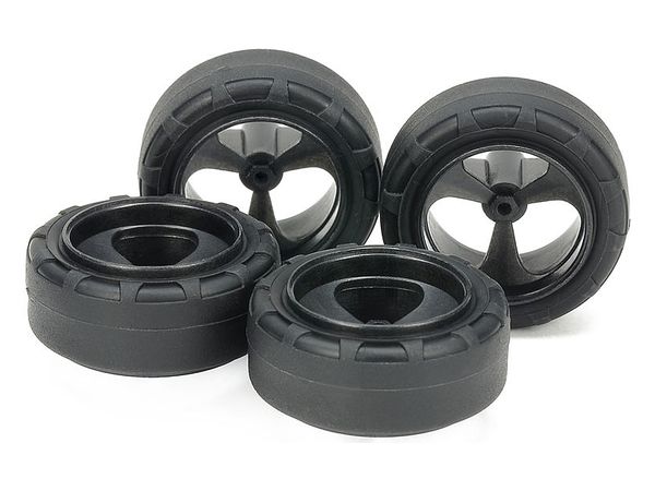 Super Hard Small Dia. Narrow Tires (24mm) & Carbon Reinforced 3-Spoke Wheels