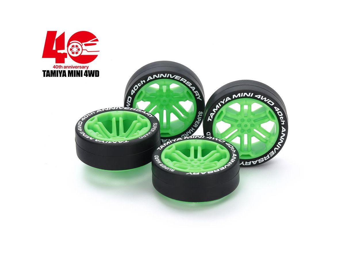 MINI 4WD 40th ANNIVERSARY Super Hard Low-Profile Tire & Wheel Set (12-Spoke)