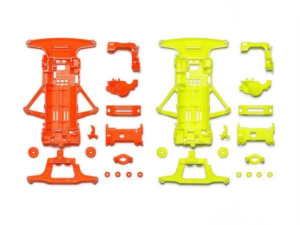 Super FM Fluorescent-Color Chassis Set (Orange/Yellow) [Mini 4WD Special Project]