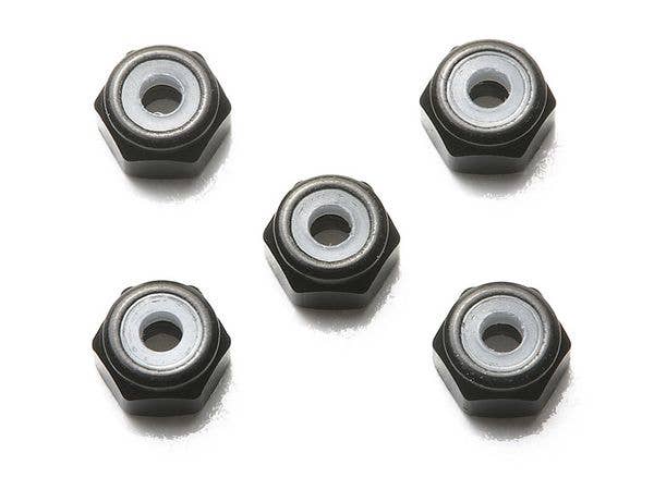 2mm Aluminum Lock Nut (Black, 5pcs.) [Mini 4WD Special Project]