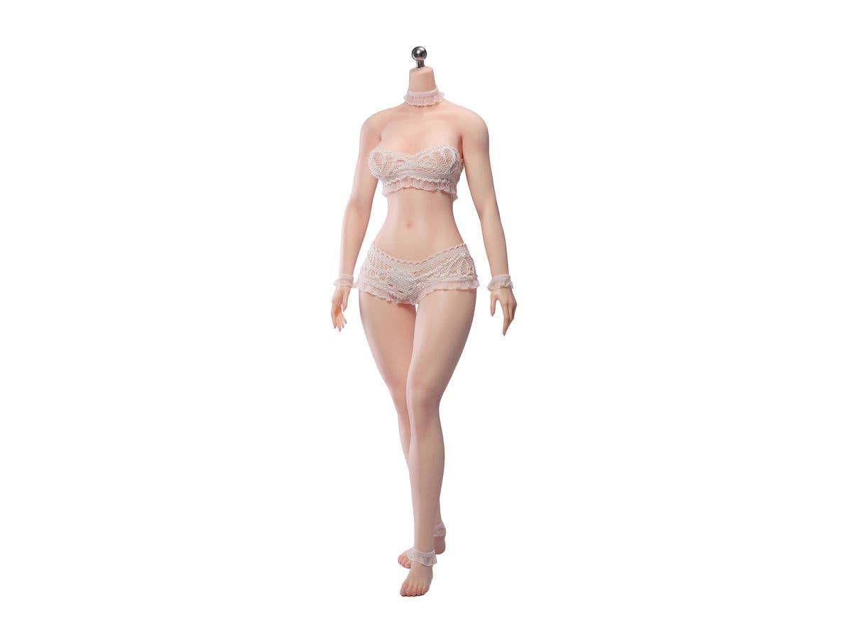 TB League Super Flexible Female Seamless Body with Slim Waist and Curvy Body, Headless, Detachable Ankles, Pale Skin