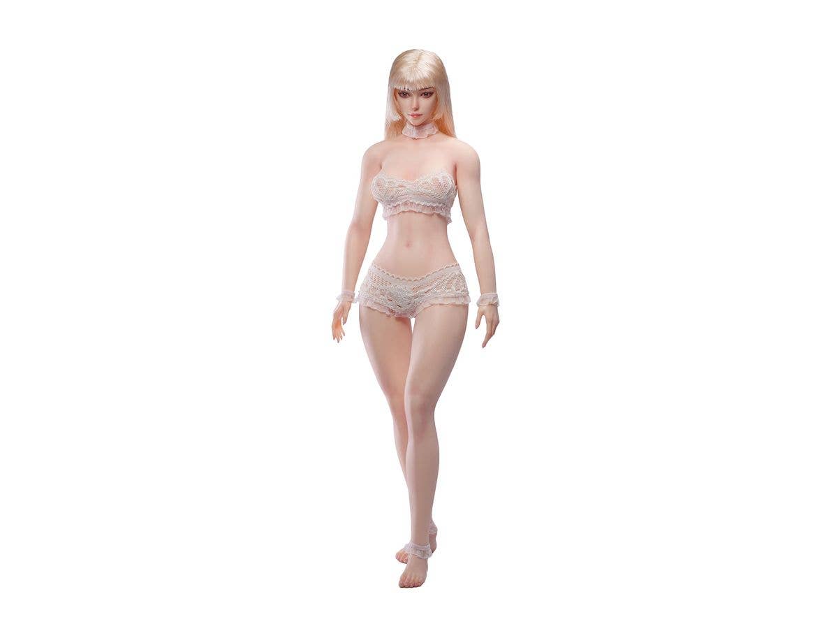 TB League Super Flexible Female Seamless Body with Slim Waist and Curvy Body, Head Included, Detachable Ankles, Pale Skin