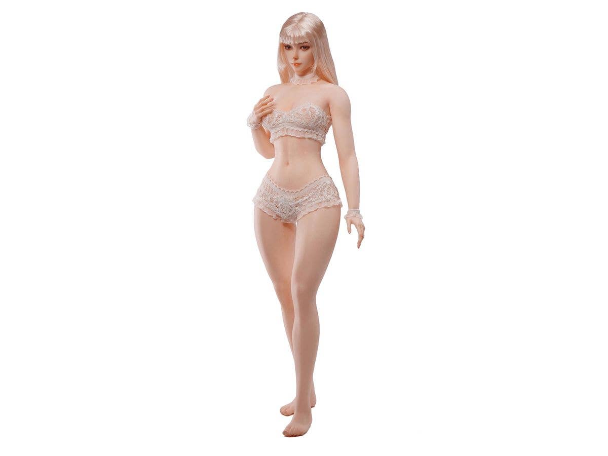 TB League Super Flexible Female Seamless Body with Slim Waist and Curvy Body, Includes Head and Integrated Legs, Pale Skin